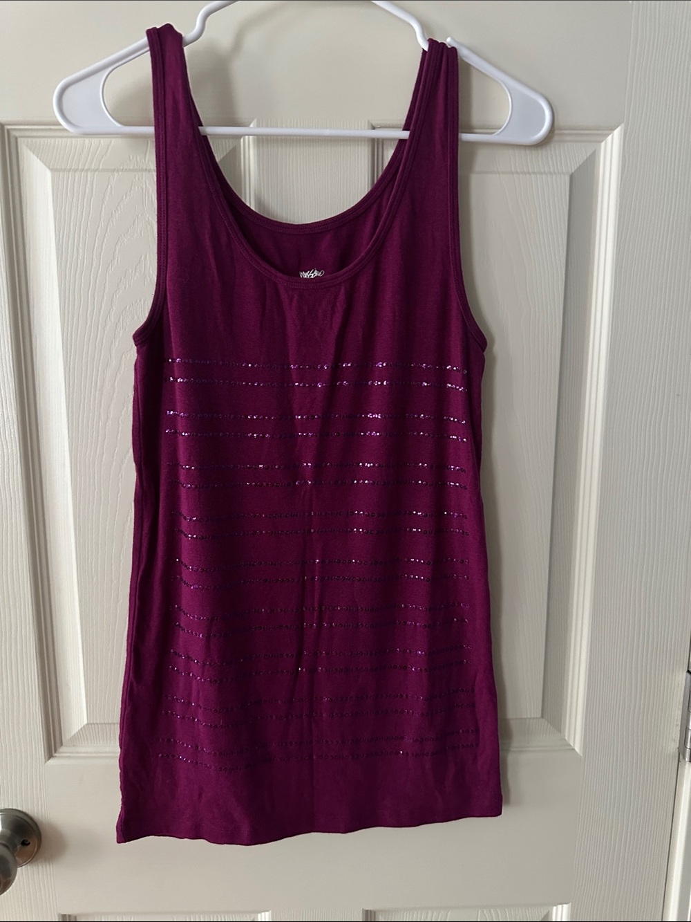 Mossimo Supply Co. Berry Sequin Stripe Tank Top